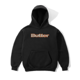 Satin Applique Pullover Hood, Black