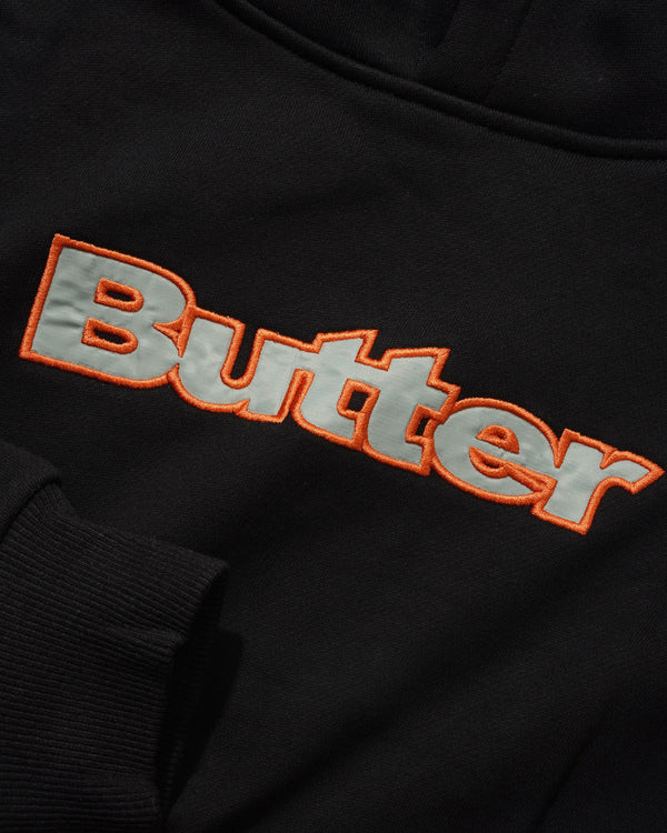 Butter Goods Satin Applique Pullover Hood, Black