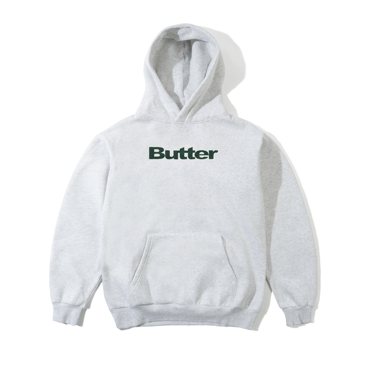 Satin Applique Pullover Hood, Ash