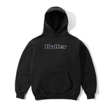 Satin Applique Pullover Hood, Black