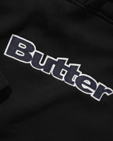 Satin Applique Pullover Hood, Black
