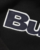 Satin Applique Pullover Hood, Black
