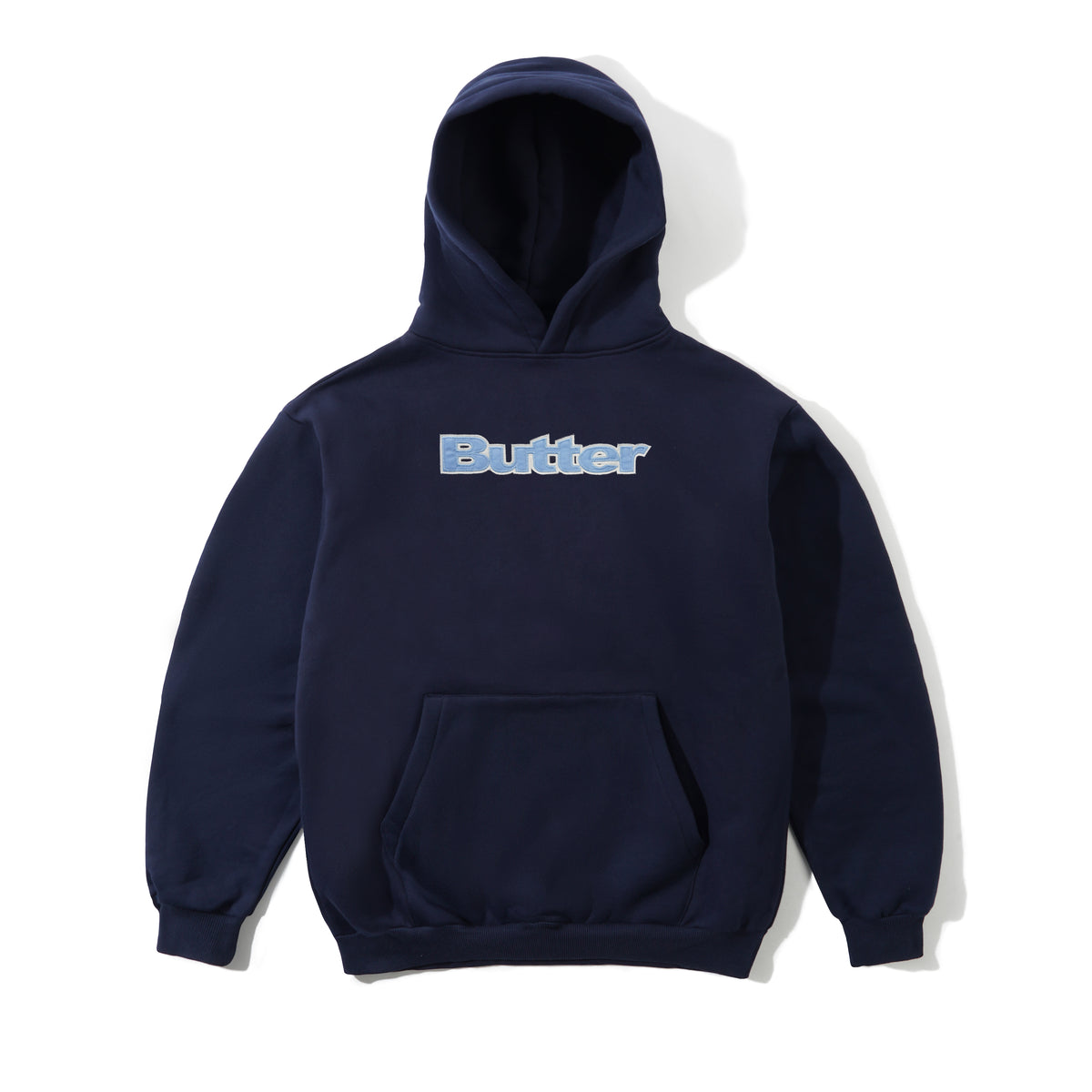 Satin Applique Pullover Hood, Navy