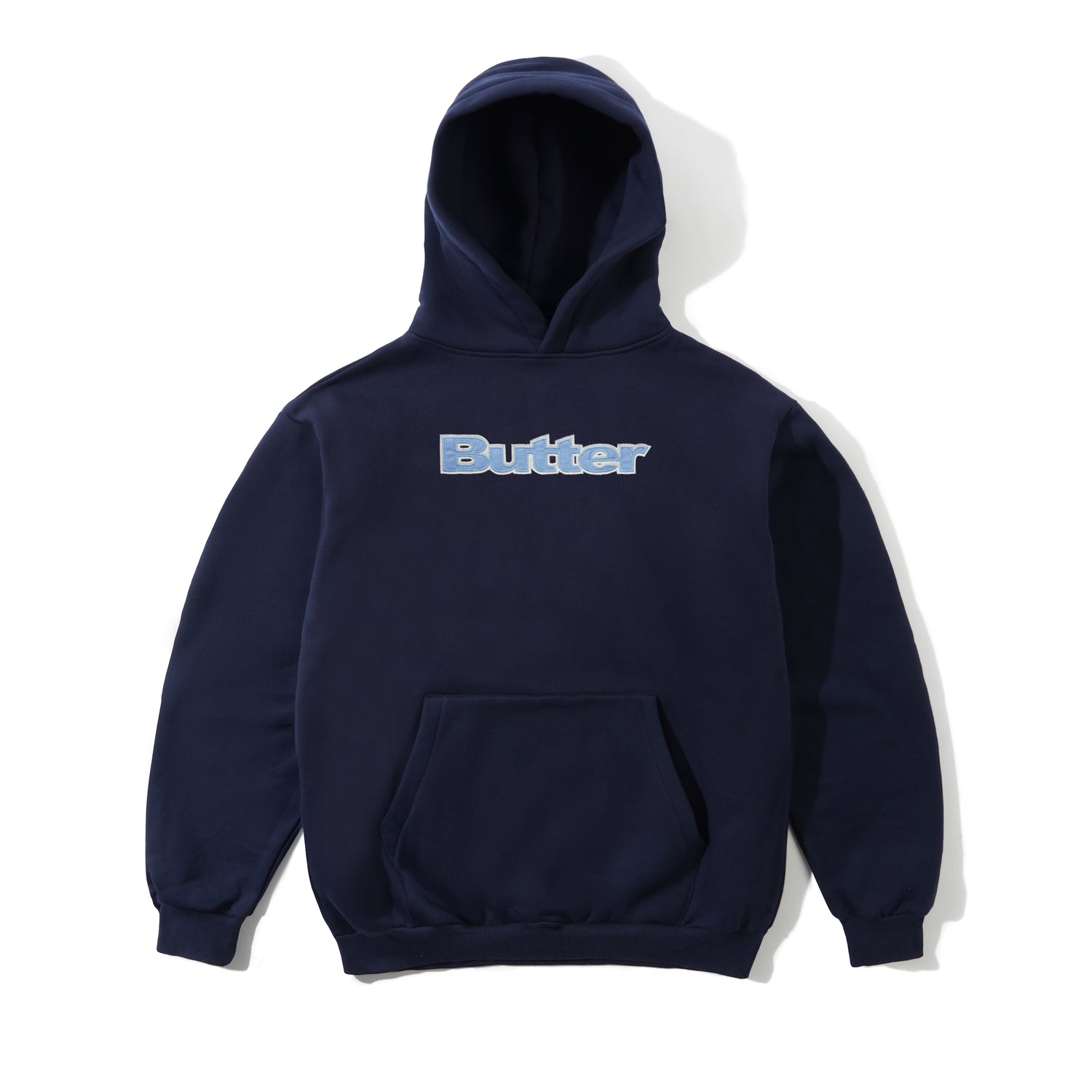 Satin Applique Pullover Hood, Navy