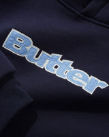 Satin Applique Pullover Hood, Navy