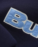Satin Applique Pullover Hood, Navy
