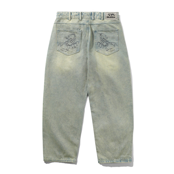 Butter Goods Scorpion Stitch Denim Jeans, Tinted Light Blue