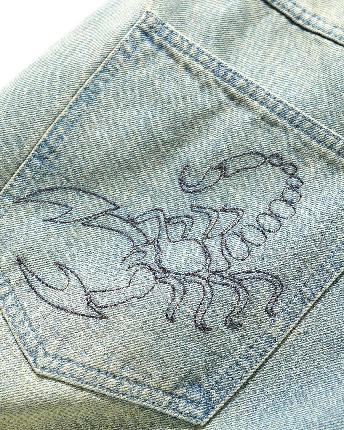 Scorpion Stitch Denim Jeans, Tinted Light Blue