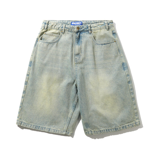 Scorpion Stitch Denim Shorts, Tinted Light Blue