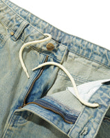 Scorpion Stitch Denim Shorts, Tinted Light Blue