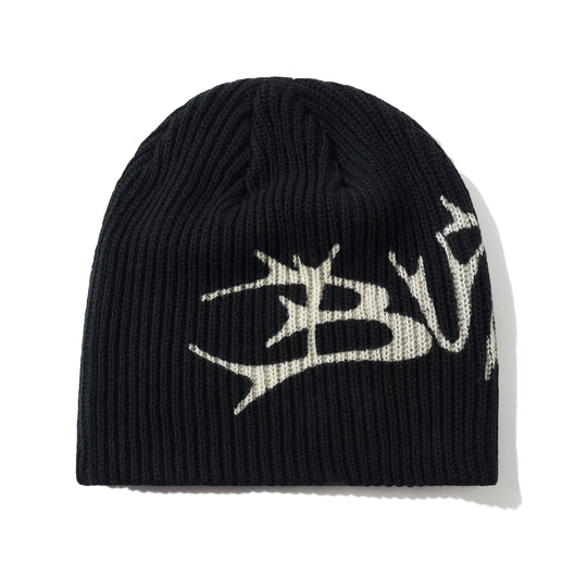 Scrawling Skully Beanie, Black