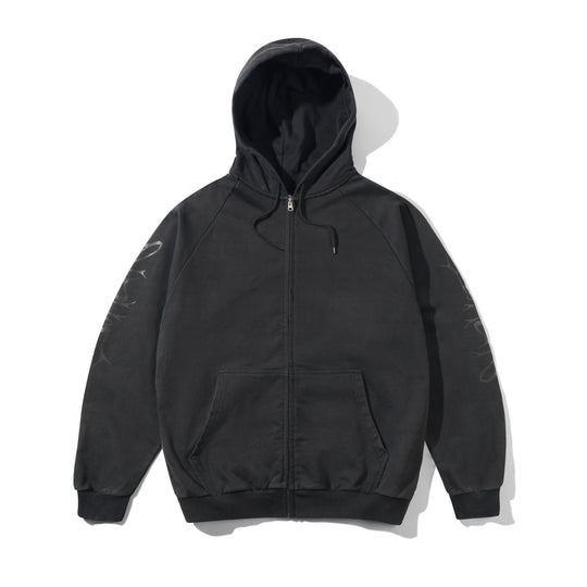 Scrawling Zip-Thru Hood, Washed Midnight