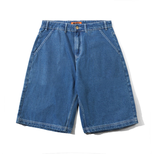 Scribble Denim Shorts, Mid Blue