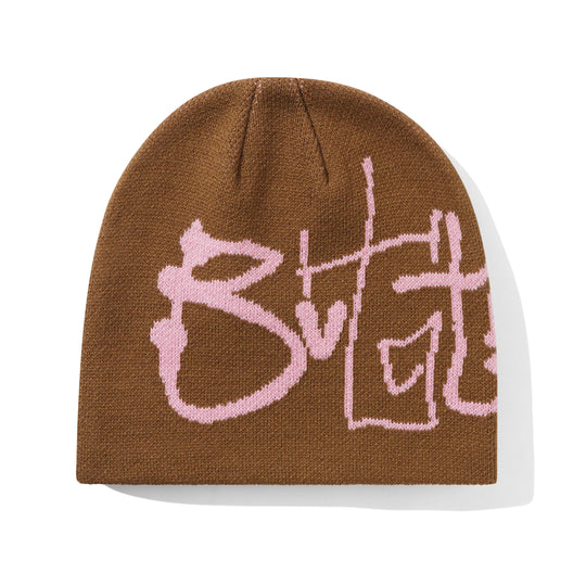 Scribble Skully Beanie, Brown