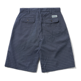 Seersucker Pleated Shorts, Navy Plaid