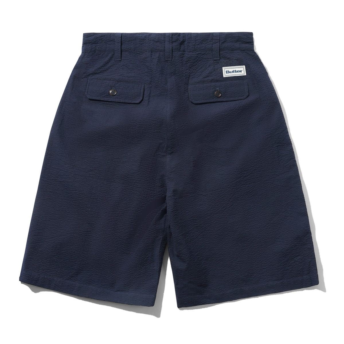 Seersucker Pleated Shorts, Overdyed Navy