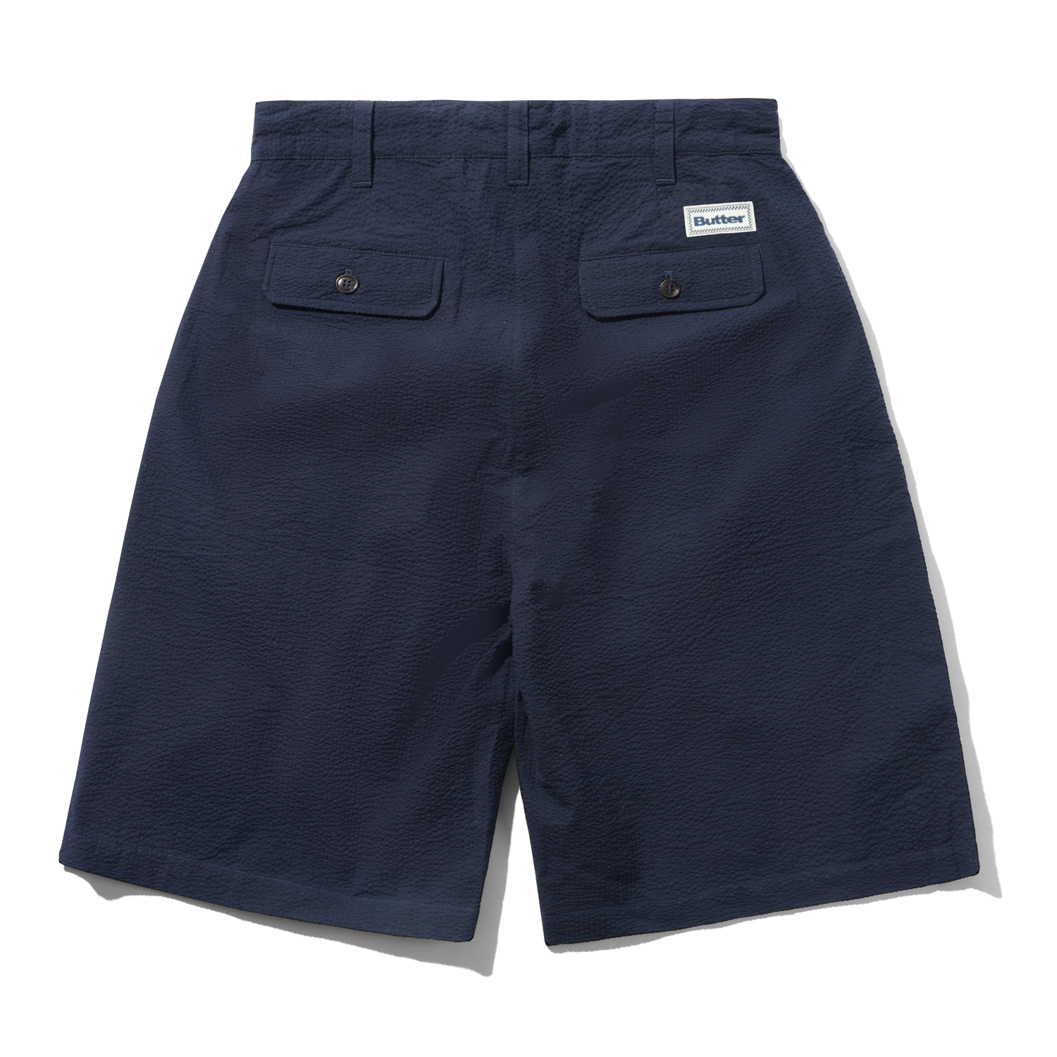 Seersucker Pleated Shorts, Overdyed Navy
