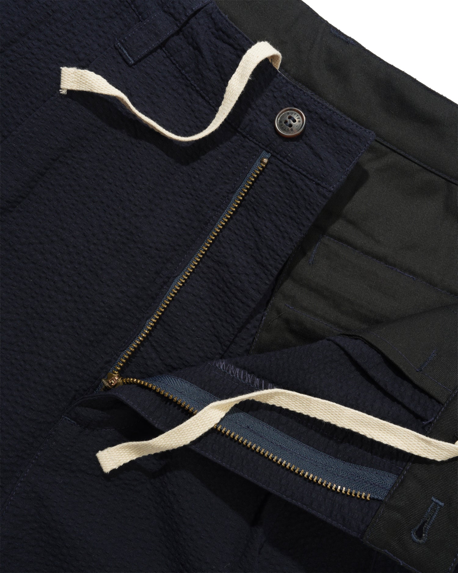 Seersucker Pleated Shorts, Overdyed Navy