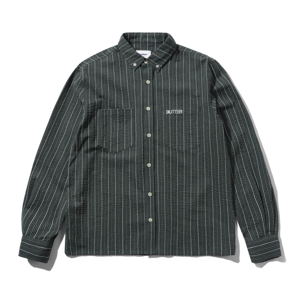 Butter Goods Seersucker Shirt, Forest