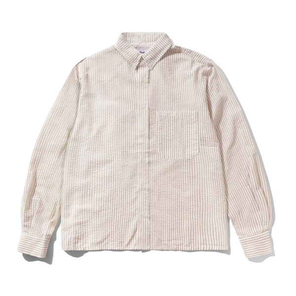 Butter Goods Seersucker Striped Shirt, Brown