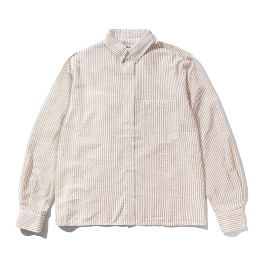 Seersucker Striped Shirt, Brown