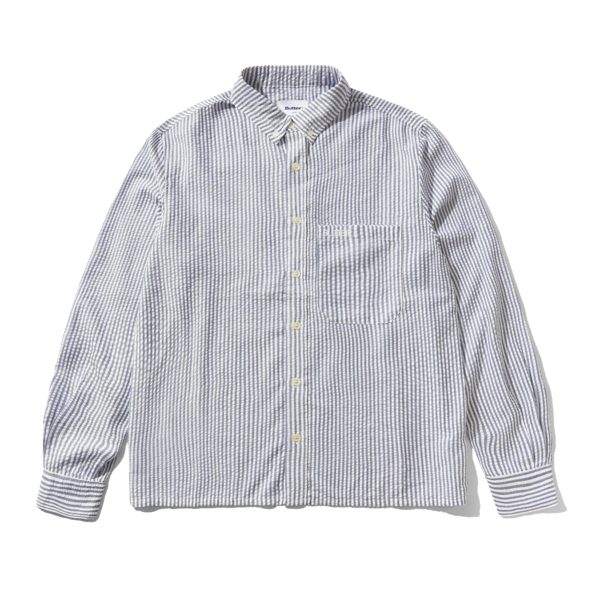 Seersucker Striped Shirt, Navy