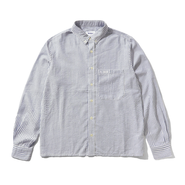 Butter Goods Seersucker Striped Shirt, Navy