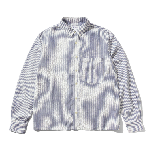 Seersucker Striped Shirt, Navy