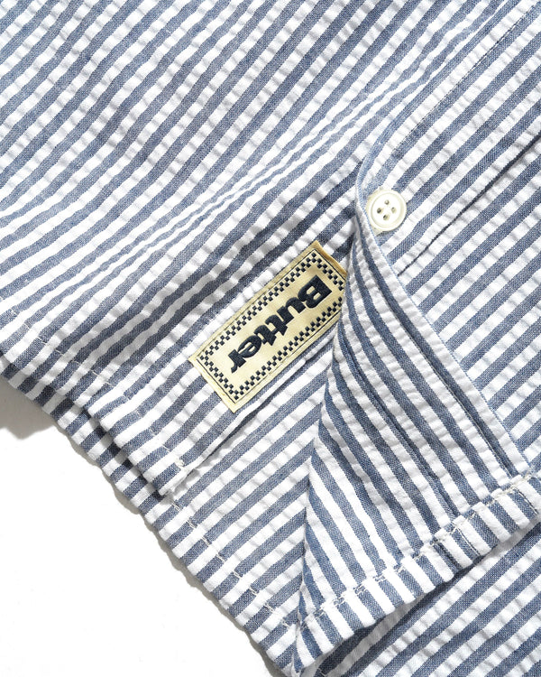 Butter Goods Seersucker Striped Shirt, Navy