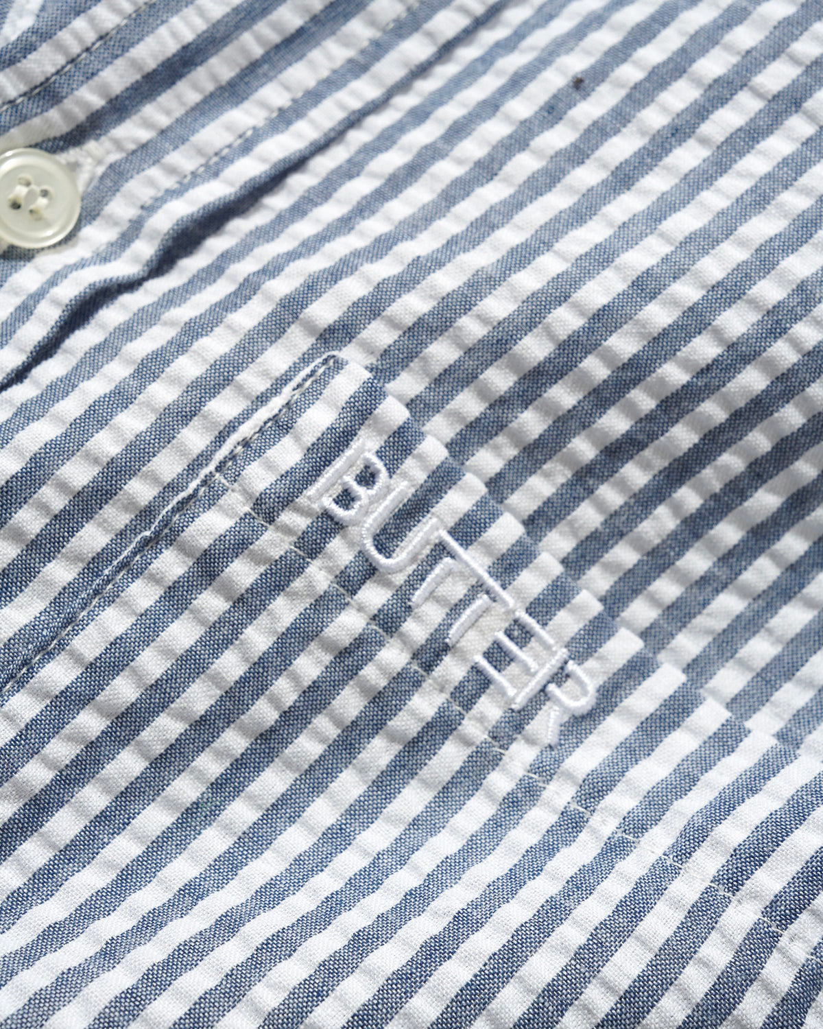 Seersucker Striped Shirt, Navy
