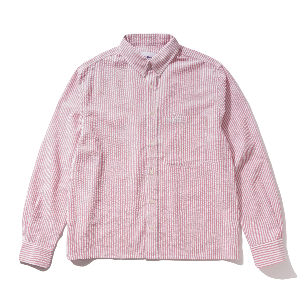 Seersucker Striped Shirt, Red
