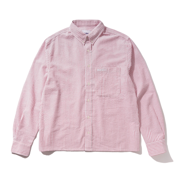 Butter Goods Seersucker Striped Shirt, Red