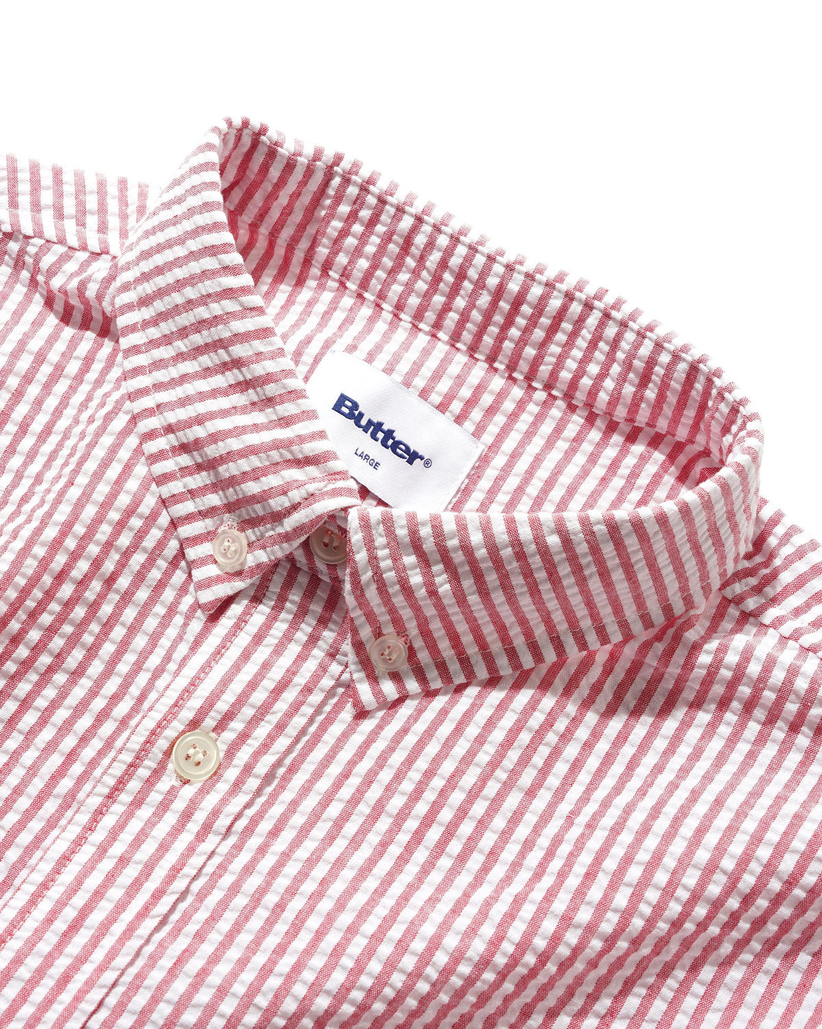 Seersucker Striped Shirt, Red