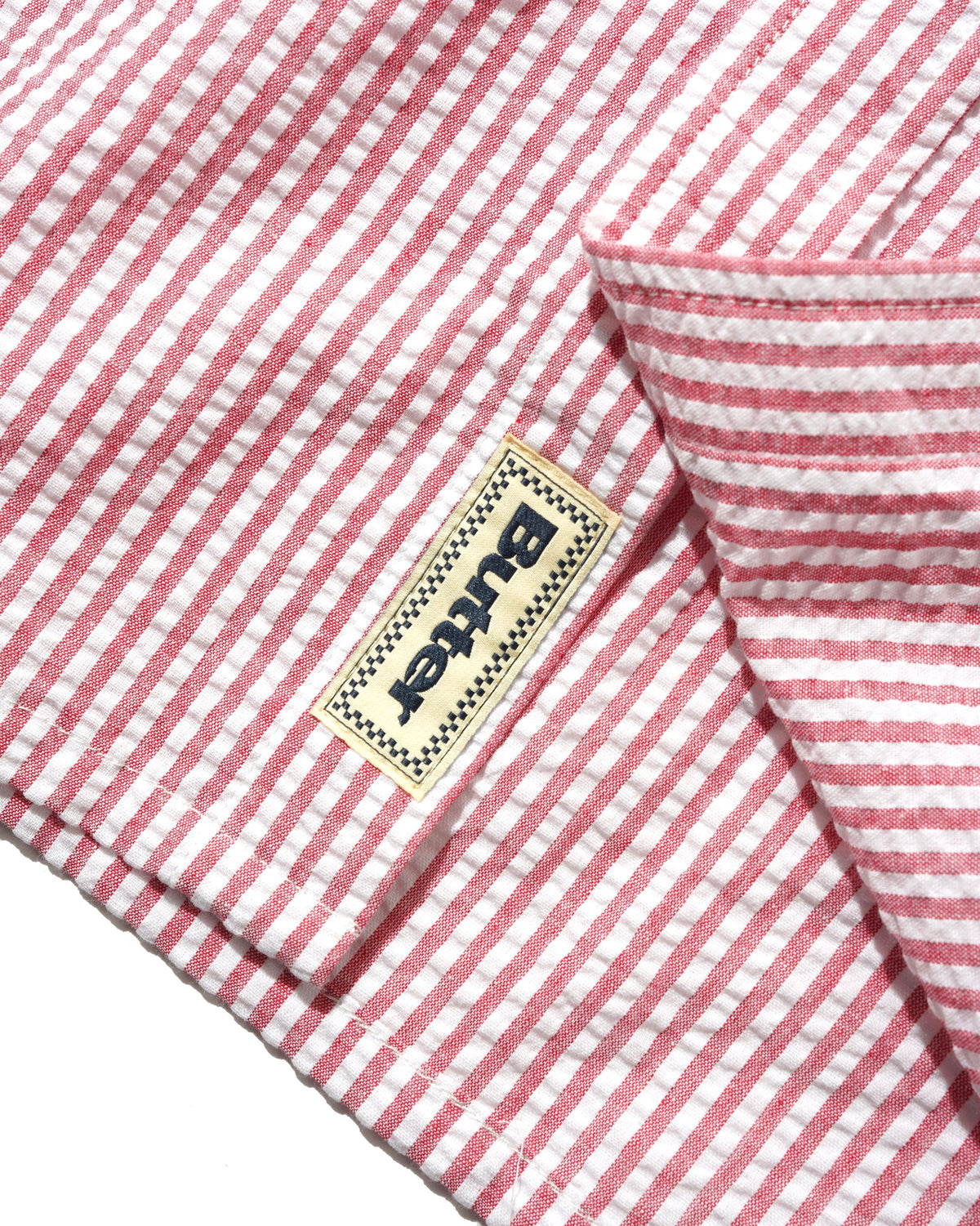 Seersucker Striped Shirt, Red