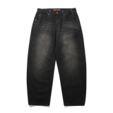 Serif Baggy Denim Jeans, Streaky Faded Black