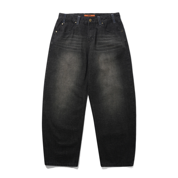 Butter Goods Serif Baggy Denim Jeans, Streaky Faded Black