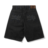 Serif Baggy Denim Shorts, Streaky Faded Black