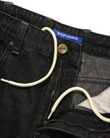 Serif Baggy Denim Shorts, Streaky Faded Black