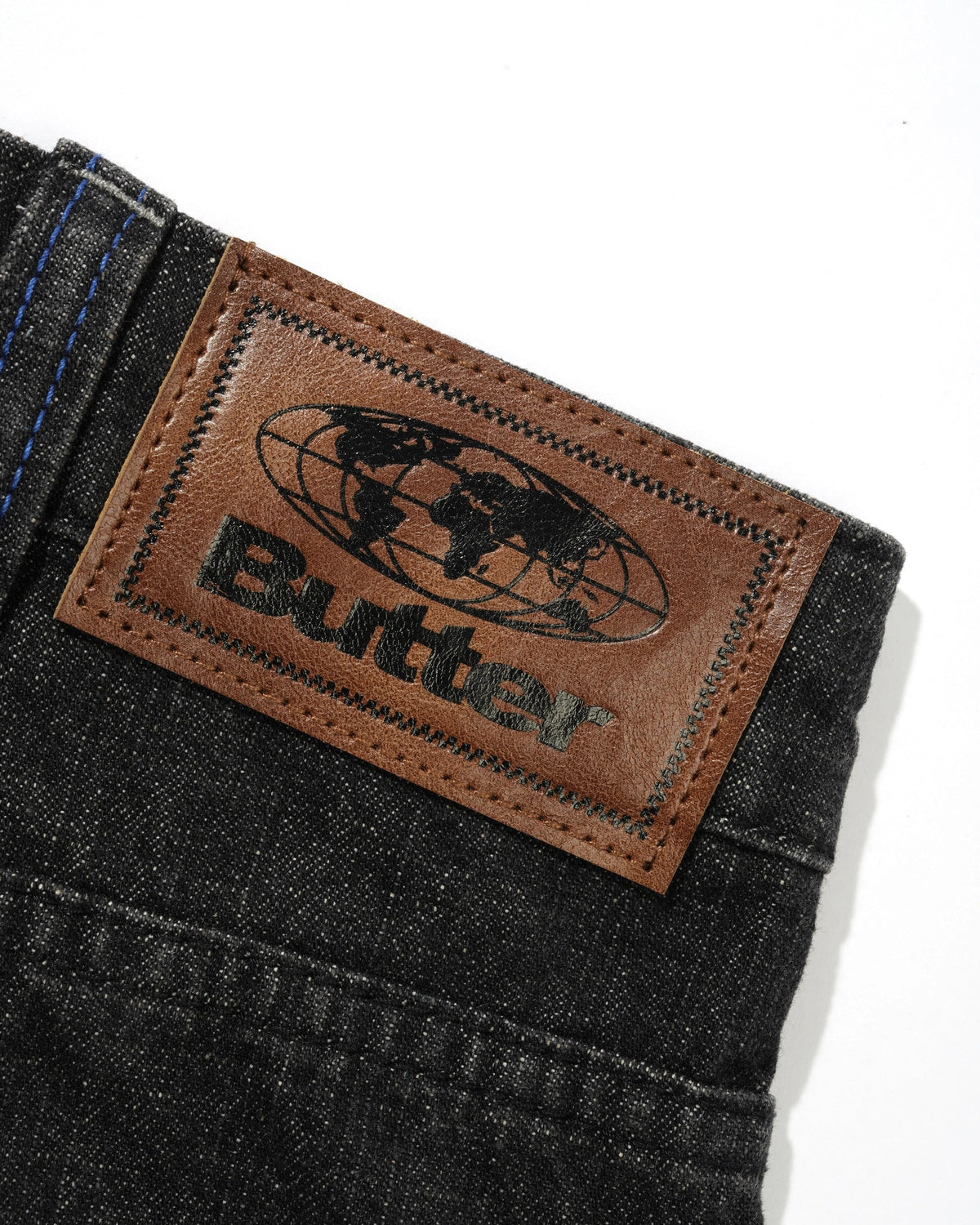 Serif Baggy Denim Shorts, Streaky Faded Black