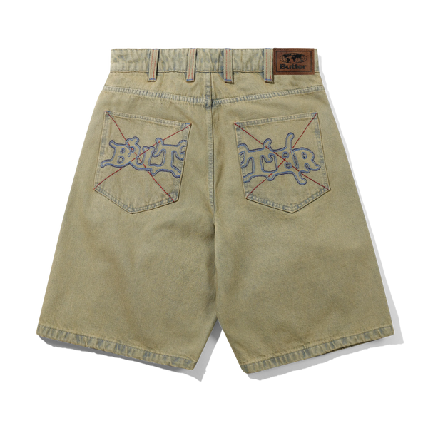 Butter Goods Serif Baggy Denim Shorts, Sunfade Blue