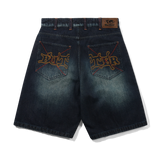 Serif Baggy Denim Shorts, Worn Dark Indigo