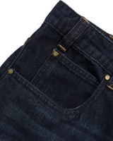 Serif Baggy Denim Shorts, Worn Dark Indigo