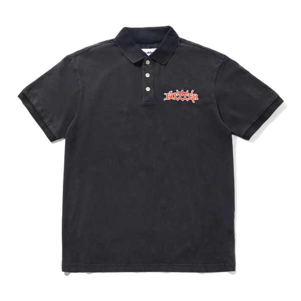 Butter Goods Serif Polo Shirt, Washed Navy