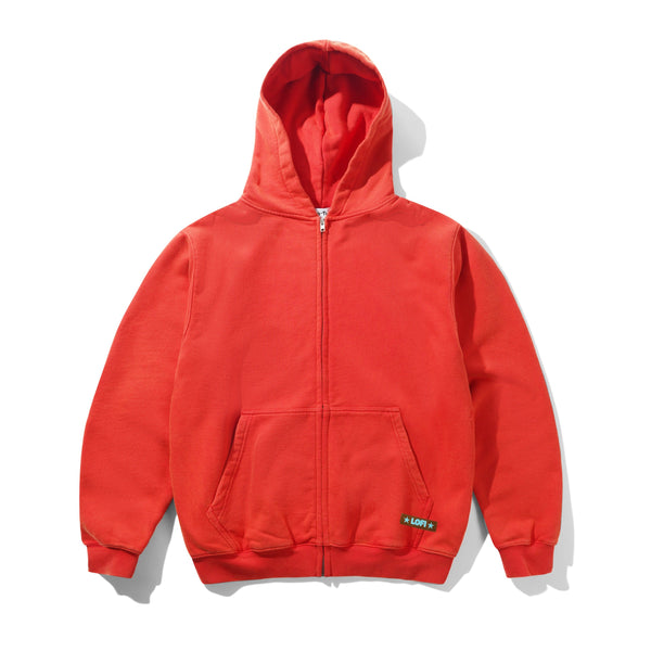 Lo-Fi Shop Zip-Thru Hood, Washed Red