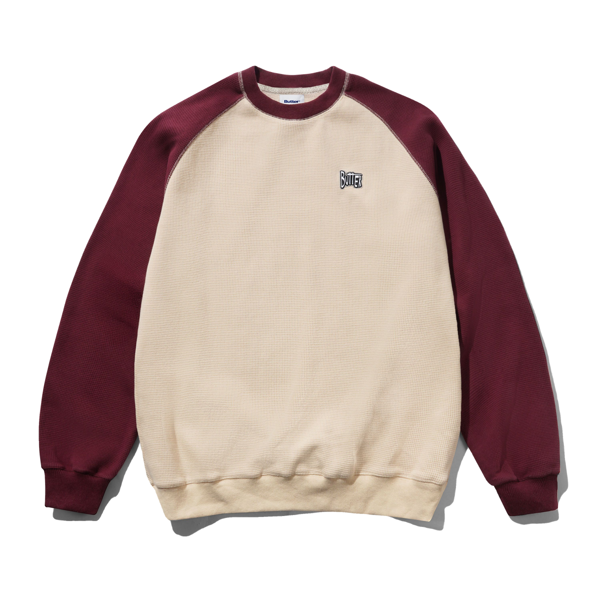 Sketch Waffle Crewneck, Cream / Red