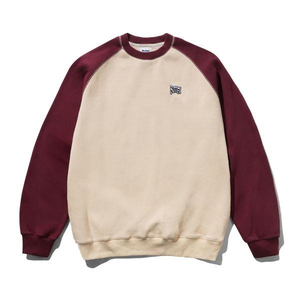 Butter Goods Sketch Waffle Crewneck, Cream / Red