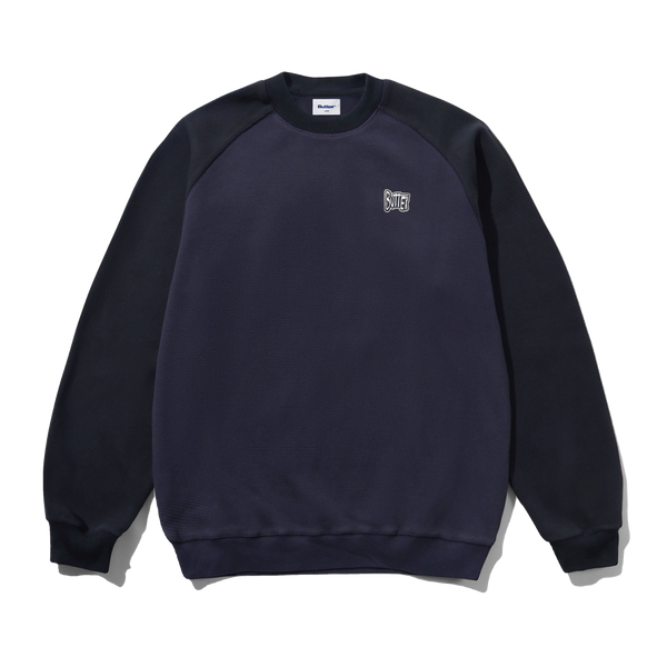 Butter Goods Sketch Waffle Crewneck, Slate / Navy