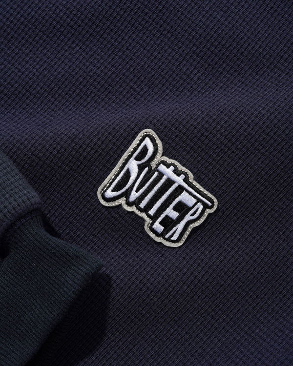 Butter Goods Sketch Waffle Crewneck, Slate / Navy