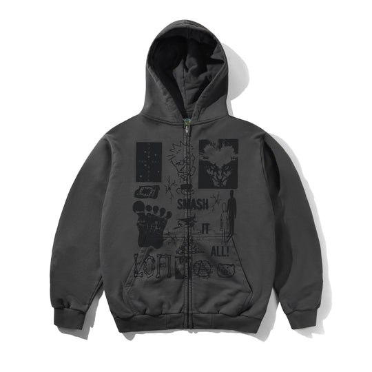 Smash It All Zip-Thru Hood, Charcoal