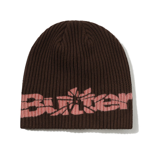 Smashed Logo Knit Skully Beanie, Brown